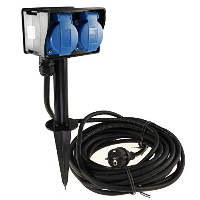 Abbildung von ChiliTec Gartensteckdose 2 Fach Aussensteckdose mit Erdspieß 10m Kabel Steckdose Schutzdeckel IP44 230V für dauerhaften Einsatz im Aussenbereich Gartenbeleuchtung