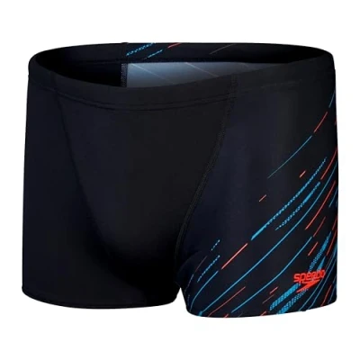 Abbildung von Speedo Hyperboom Aquashort mit V Schnitt Schnelltrocknend Training Fitness Chlorbeständig für Herren, Schwarz, Picton Blau, Sirenenrot, 32