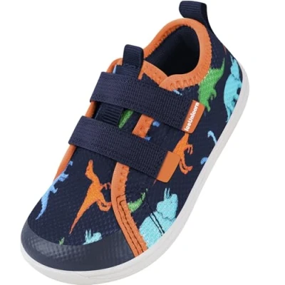 Abbildung von IceUnicorn Kinder Barfußschuhe Breite Zehenbox Jungen Mädchen Hausschuhe Minimalistische Outdoor Traillaufschuhe Walking Schuhe(Marine Orange, 24EU Weit)
