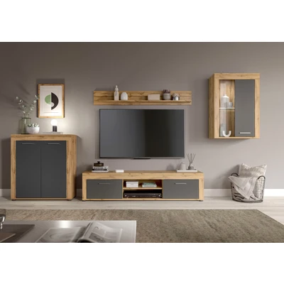 Abbildung von INOSIGN Wohnzimmer Set &quot;Aosta, 4 tlg., best. aus: Highboard, Lowboard, Wandboard &amp; Vitrine&quot;, (4 St.), Wohnwand, Kombination, Anbauwand, Möbel Set, Schrankwand, Kombi