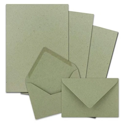 Abbildung von 50x Briefpapier Sets DIN A5 mit C6 Briefumschlägen Grün Nassklebung (Grün) Kraftpapier Blätter Kuverts FarbenFroh by GUSTAV NEUSER
