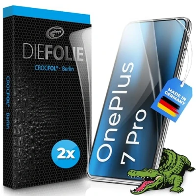 Abbildung von Crocfol Schutzfolie vom Testsieger [2 St.] kompatibel mit OnePlus 7 Pro selbstheilende Premium 5D Langzeit Panzerfolie für vorne, hüllenfreundlich (Casefit)