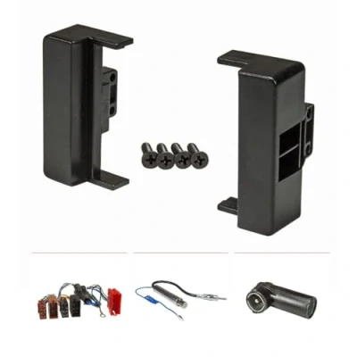 Abbildung von tomzz Audio 2403 011 Radioblende Set kompatibel mit Audi A4 B5 8D schwarz Aktivsystemadapter ISO Antennenadapter Phantomeinspeisung DIN