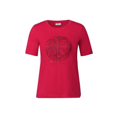 Abbildung von CECIL Damen 3227838 T Shirt mit Artwork, Glazed Apple red, Small