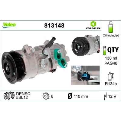 Abbildung von VALEO NEW ORIGINAL PART 813148 Kompressor 5SL12 12 PAG 46 R 134a mit Kompressoröl BMW: 3 Touring, Limousine, Compact
