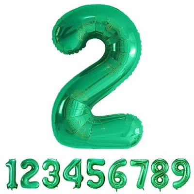 Abbildung von Geburtstag zahlen luftballon 2 jahre Folienballon XXL Grün Riesen in 40&quot; 101cm Geburtstagsdeko Ballon Zahl Deko zum fliegt mit Helium