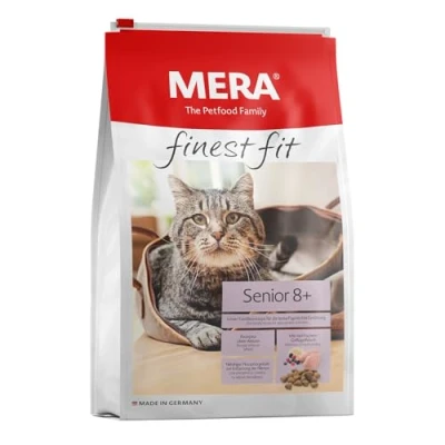 Abbildung von MERA finest fit Senior 8+, Katzenfutter trocken für ältere Katzen ab 8 Jahren, Trockenfutter aus frischem Geflügel und Reis, gesundes Futter mit Glucosamin, ohne Zucker (4 kg)