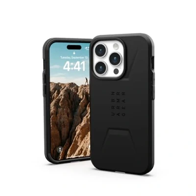 Abbildung von Apple iPhone 15 Pro Hülle MagSafe Kunststoff UAG Backcover/Hard Case Handyhülle Schwarz Shockproof/Stoßfest