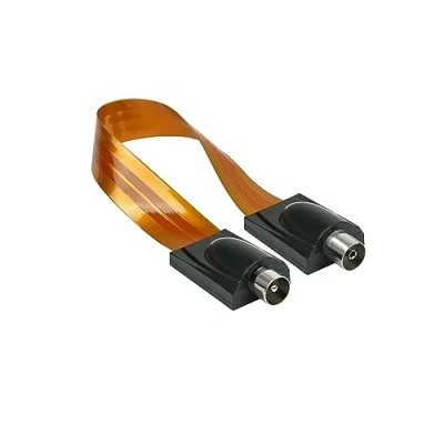 Abbildung von Good Connections SAT TV Antennenkabel Tür /Fensterdurchführung, extrem flach IEC /Koax Stecker an Buchse Gesamtlänge 26cm, Flexible Länge 17cm