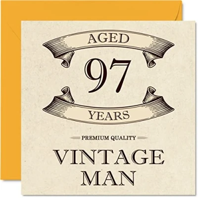 Abbildung von Geburtstagskarte zum 97. Geburtstag für Männer im Alter von 97 Jahren lustige Opa, Vater, Ehemann, Onkel, Bruder, Großvater, 145 mm x Grußkarten,