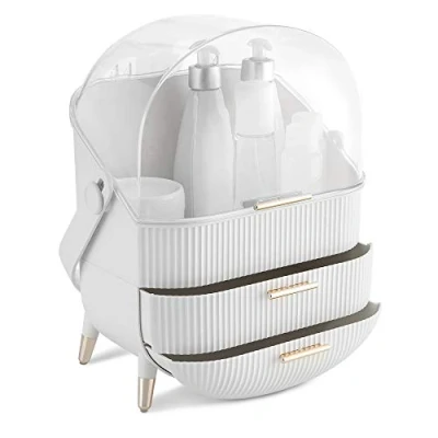 Abbildung von Navaris Badorganizer Make Up Organizer Aufbewahrung für Kosmetik Ordnungssystem in Weiß (1 St)