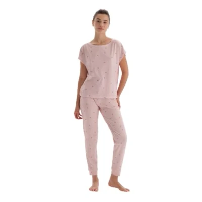 Abbildung von DAGI Short Sleeve Floral SET Nachtwäsche Set, Damen, Größe: Large, Light pink