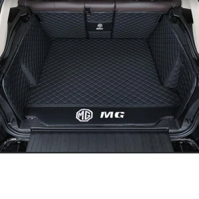 Abbildung von Auto Leder Kofferraummatten für MG Marvel R 2020 2023 2024 Vollabdeckung Kofferraumwanne Wasserdichtes Kofferraum Schutzmatte Innenraum ZubehöR,Black Style