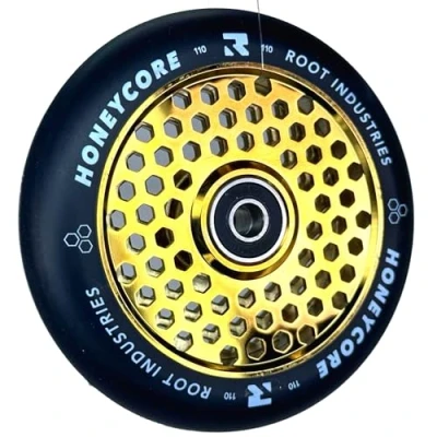 Abbildung von Root Industrie Air Honeycore 110mm Stunt Scooter Rolle + Fantic26 Sticker (Gold/Pu Schwarz)