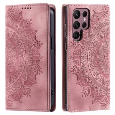 Abbildung von CoverKingz Handyhülle für Samsung Galaxy S25 Ultra Handytasche mit Kartenfach Wallet Case Cover Handy Hülle klappbar Motiv Mandala Rose