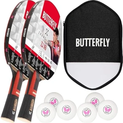 Abbildung von Butterfly 2x Zhang Jike Tischtennisschläger + Hülle 6x 40+ 3*** TT Bälle