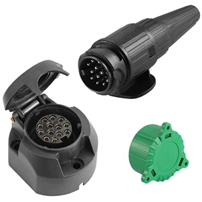 Abbildung von SPARKMOTO Anhänger Stecker 13 Polig und Steckdose Polig,nach ISO11446,12V Wasserdicht Polige für KFZ Wohnwagen PKW AHK Adapter Stecker(Neu)