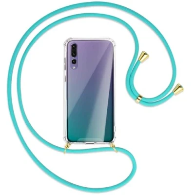 Abbildung von mtb more energy Handykette kompatibel mit Huawei P20 Pro (6.1&#039;&#039;) türkis/Gold Smartphone Hülle zum Umhängen Anti Shock Full TPU Case