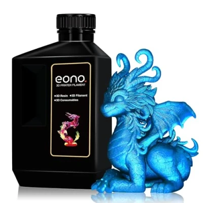 Abbildung von Eono Blau Glanz Metallic 3D Drucker Resin, 405nm Schnelle UV Aushärtung Standard Druck Resin mit magischem Metalleffekt für LCD DLP Drucker, Metallische Azurlegierung 1000g