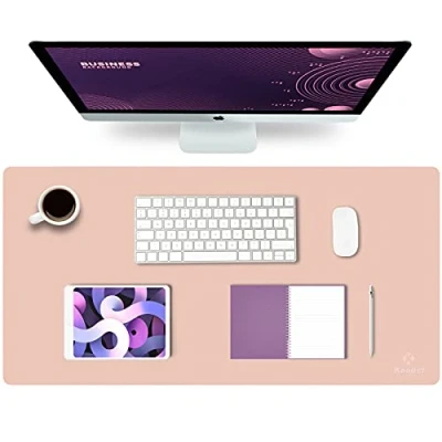 Abbildung von K KNODEL Tischunterlage, Schreibtischunterlage, 80 x 40cm PVC Laptop wasserdichte Schreibunterlage für Büro oder Heimbereich, doppelseitig (Rosa/Silber)