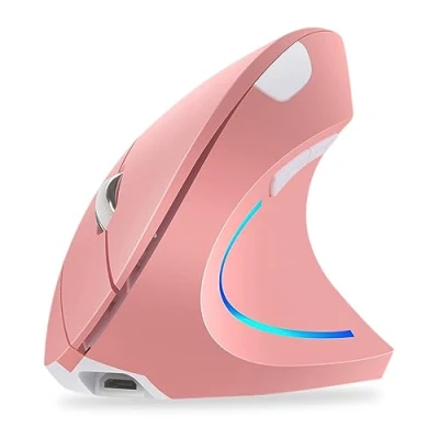 Abbildung von WREWING Ergonomische Maus, Rechtshändige 2.4 GHz Drahtlose Maus Kabellos Vertikale Mit 4 Einstellbaren DPI 800/1200/1600/2400, 6 Tasten, Kompatibel PC, Desktop, Mac （Rosa）