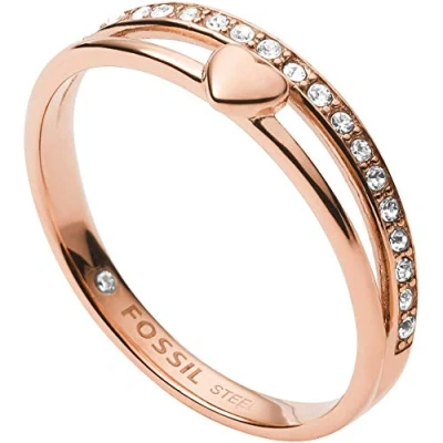 Abbildung von Fossil Vintage Glitz Ring Rose goldcoloured, Damen, Größe: 60, gold coloured