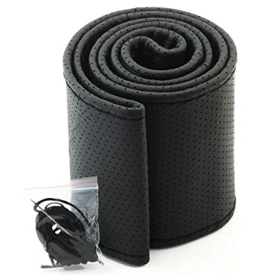 Abbildung von Universal Car Lenkradbezug, Leder Auto Lenkradbezug Lace Up Hand Nähen mit Nadel und Faden 38 * 10,5 cm