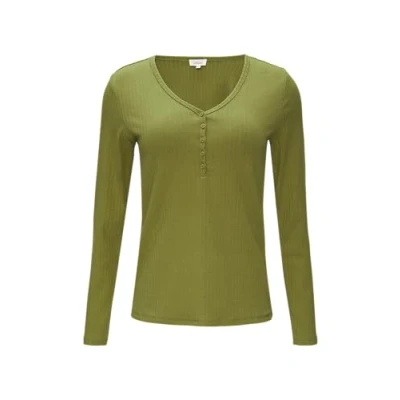 Abbildung von s.Oliver MIT Henleyausschnitt Langarmshirt, Damen, Größe: 48, Guacamole