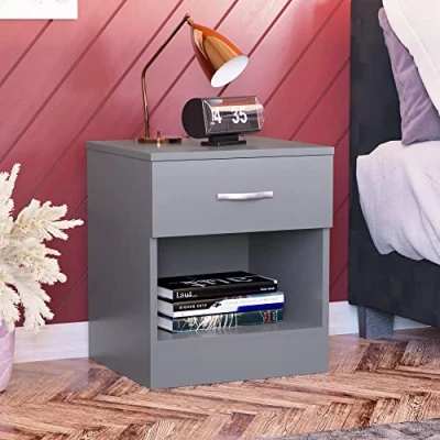 Abbildung von Vida Designs Riano Nachttischkommode, Holzwerkstoff, Grau, H 47 x W 40 d 36