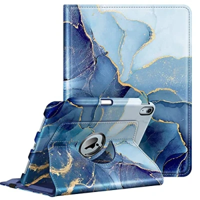 Abbildung von Fintie Hülle für iPad Air 11 Zoll 2024, 5. Generation 2022 / 4 2020 10.9 mit Pencil Halter 360 Grad verstellbare Schutzhülle Cover Standfunktion, Ozean Marmor