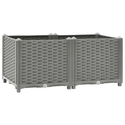 Abbildung von vidaXL Hochbeet, Hochbeet für Garten Balkon Terrasse, Gemüsebeet Pflanzkasten zum Selber Bauen, Blumenbeet Blumenkasten Rattan Optik, Polypropylen