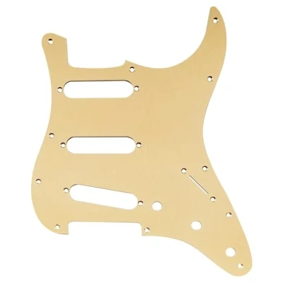 Abbildung von Musiclily Pro 11 Löcher Aluminium SSS Stratocaster Schlagbrett Pickguard für American/Mexican Fender Standard Strat Style E Gitarre, Gold Anodized