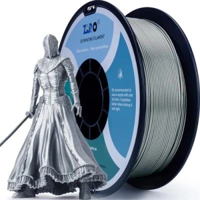 Abbildung von ZIRO PLA Glitter Filament 1,75mm 3D Drucker Diamant Serie 1KG, Dimensional Accuracy +/ 0.03mm, Silber