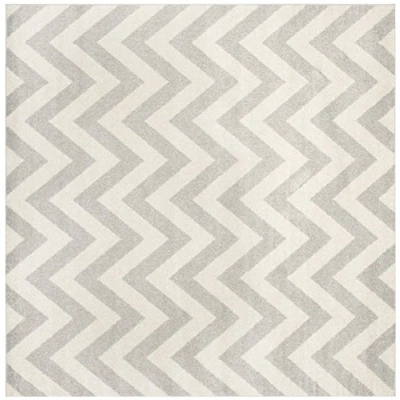 Abbildung von SAFAVIEH Geometrisch Teppich für Wohnzimmer, Esszimmer, Schlafzimmer Amherst Collection, Kurzer Flor, Hellgrau und Beige, 213 X cm