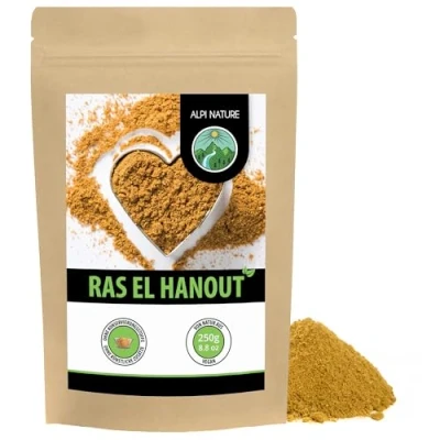 Abbildung von Ras El Hanout Gewürz (250g), typisch arabisch und orientalische Gewürzmischung, wiederverschließbare Verpackung