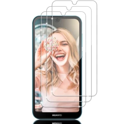Abbildung von Tzstz 3 Tempered Glass Screen Protector ，for HUAWEI Y5 (2019)，9H Hardness，Anti Scratch， Waterproof，Compatible Fingerprint，HD Klar Schutzfolien