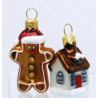 Abbildung von condecoro Lebkuchenmann &amp; Haus Christbaumschmuck Christbaumkugel 2er Set
