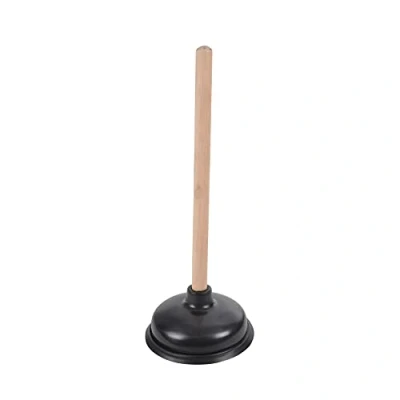 Abbildung von Sanixa Rohrreinigungspumpe Abflussreiniger schwarz Holzstiel 13,5 cm Pömpel Ausgussreiniger, L: 35 cm, Gummi Saugglocke Pümpel für WC