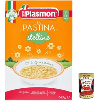 Abbildung von 3x Plasmon Pastina Stelline 340g da 6 mesi + Italian gourmet polpa 400g