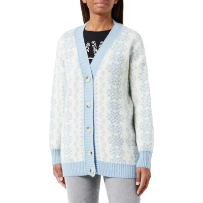Abbildung von blonda Women&#039;s Oversize Cardigan, Blau Wollweiss, Medium/Large