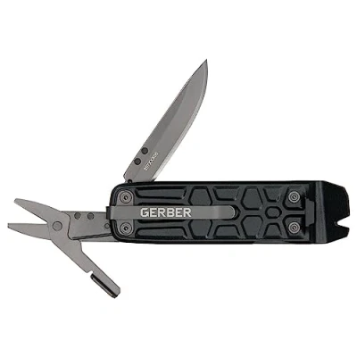 Abbildung von Gerber Multi Tool mit 7 Funktionen, Messer glatter Klinge und Gürtelclip, Lockdown Slim Pry, Gusseisen/5Cr15MoV, Onyx, 30 001735