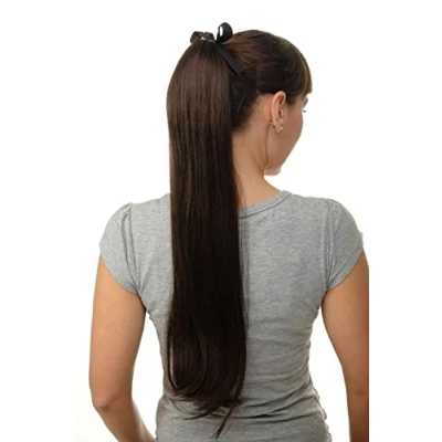 Abbildung von WIG ME UP Haarteil Zopf Pferdeschwanz Streckkamm und Band lang glatt Braun, Mittel Aschbraun 65cm D13001 8