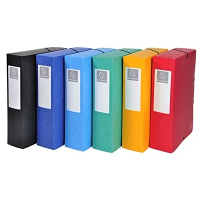 Abbildung von Exacompta 50830E 6er Pack Premium Sammelboxen Aufgebaut mit Gummizug 80 mm breit aus extra starkem Colorspan Karton Rückenschild für DIN A4 Archivbox Heftbox Dokumentenbox farbig sortiert