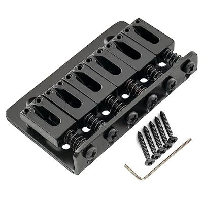 Abbildung von Musiclily 52,5mm ST Hardtail Steg Non Tremolo Brücke für Strat Tele Style E Gitarre, Schwarz