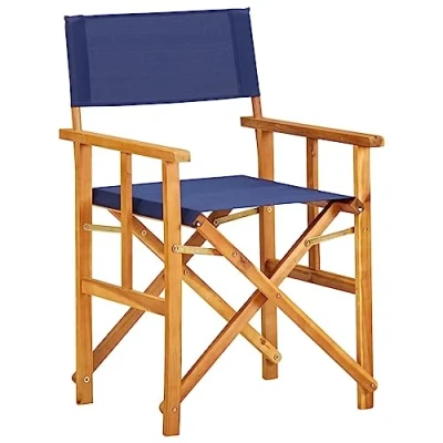 Abbildung von vidaXL Akazienholz Massiv Regiestuhl Gartenstuhl Holzstuhl Klappstuhl Campingstuhl Stuhl Gartenmöbel Faltstuhl Sessel Regiestühle Blau