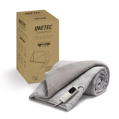 Abbildung von IMETEC CaldoPlaid Adapto Camping, Heizdecke ideal für Wohnmobile, Wohnwagen, Zelt, 160 x 120 cm, geringer Verbrauch, Technologie, sicher, schnelle Erwärmung, 6 Temperaturen, waschbar