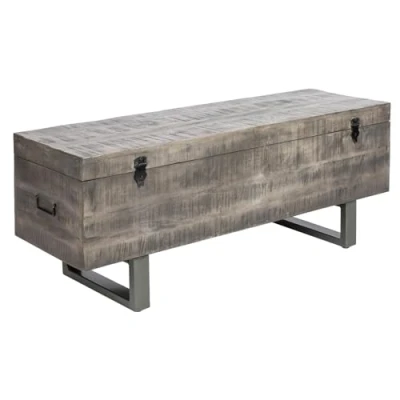 Abbildung von riess ambiente Couchtisch FACTORY LOFT 115cm grau, Truhe · Sitzbank Massivholz Metall mit Fach Industrial