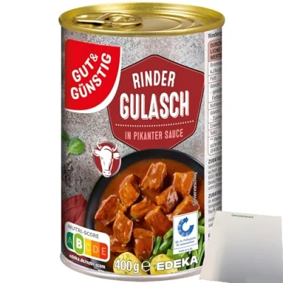 Abbildung von usy Bundle für Gut&amp;Günstig Rinder Gulasch in pikanter Sauce (400g Dose) + Block