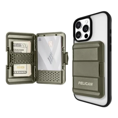 Abbildung von Pelican magnetische Brieftasche für iPhone [Kartenhalter], robuste MagSafe Brieftasche, abnehmbare Hartschale, Handybrieftasche, 15 Pro Max/15 Pro/15/14 Max/14/13 Max,