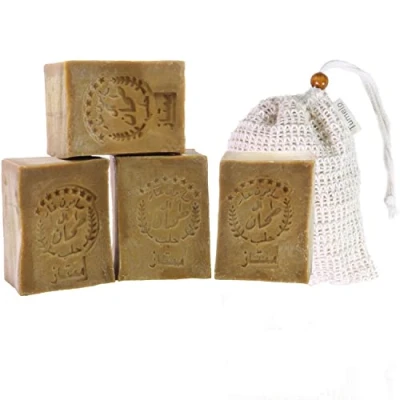 Abbildung von Tumelo Feste Duschseife 4x Aleppo Seife 200g + Sisal, Naturseife 90% Olivenöl 10% Lorbeeröl, 90 tlg.